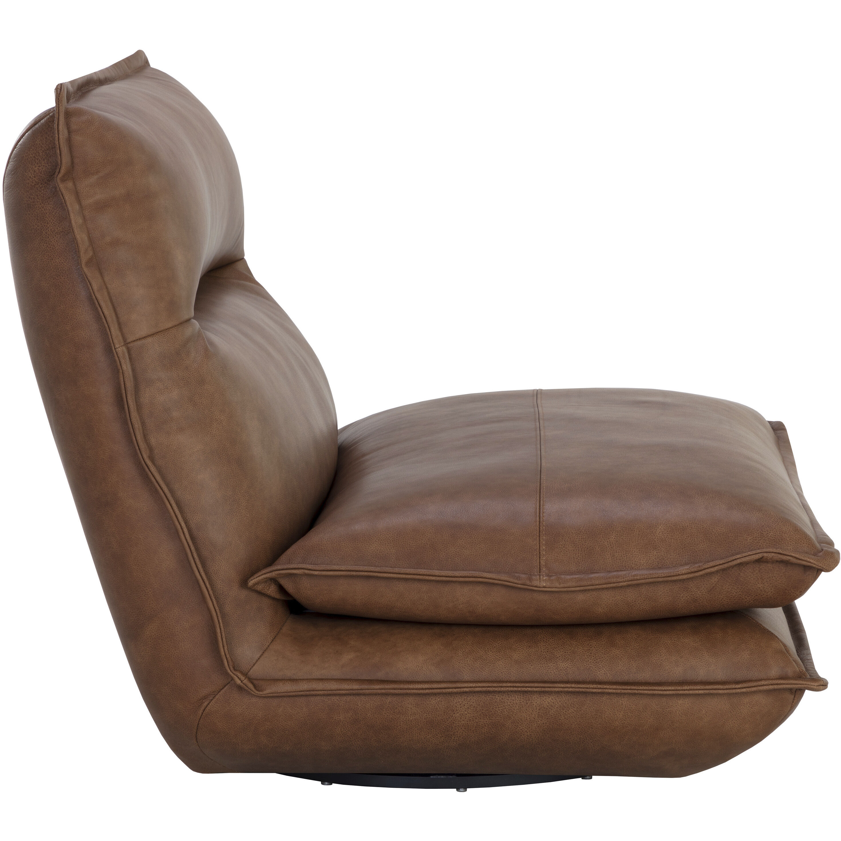 Colson Cognac Leather Swivel Armless Chair, Swivel